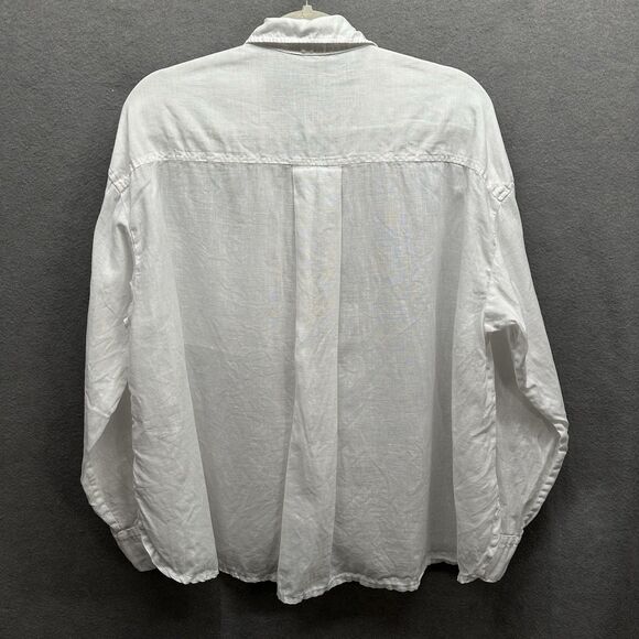 James Perse 100% Linen Oversized Shirt Womens Size 2 M Button Up White Beachy - Picture 4 of 10